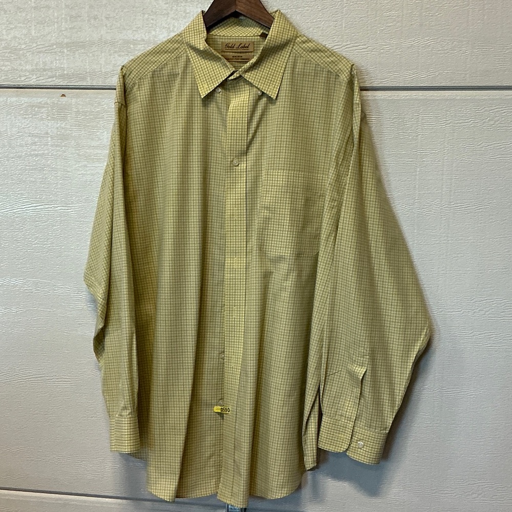 Men's Long-Sleeve Dress Shirt in Light Gold Check